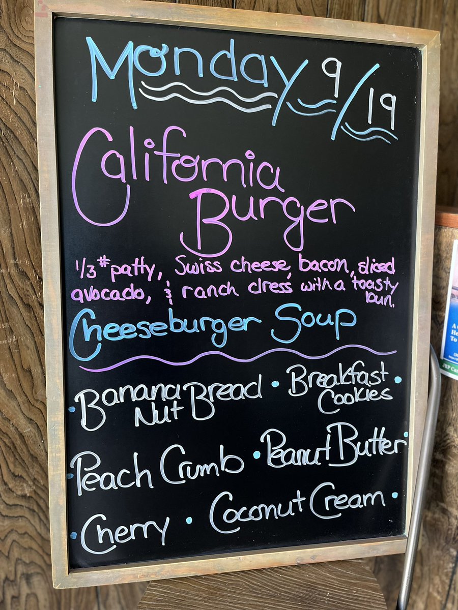 ngcitycafe's tweet photo. Happy Monday!
Cali Burger today with Cheeseburger soup. Homemade chocolate chip banana nut bread, breakfast cookies, and of course pies.
Have a terrific day folks!
#newmangrove #caliburger
#banananutbread #breakfastcookies #saveyourforktherespie
#shoplocal #shopsmall https://t.co/YHLlTRejhM