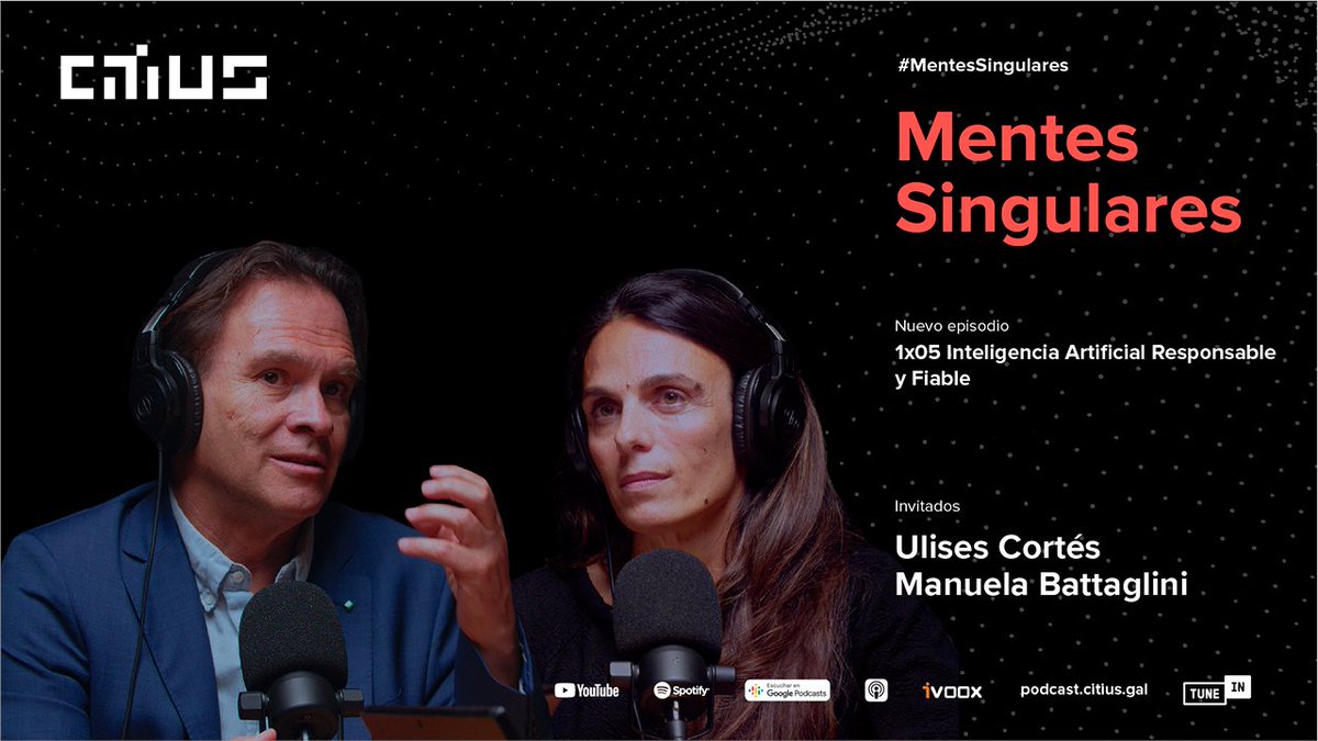 citiususc's tweet photo. 🎙️ ¡5ª entrega de #MentesSingulares!
Esta semana estrenamos un nuevo #podcast sobre #IA responsable y fiable. Nos acompañan @manuelabat (CEO de #TransparentInternet), @ulisescortes (@la_UPC - @BSC_CNS) y @albugadiz (CiTIUS @UniversidadeUSC)
🗓️ 21/09/2022
🕤 21:30
#FEDERGalicia https://t.co/n9OJ6lgwYh