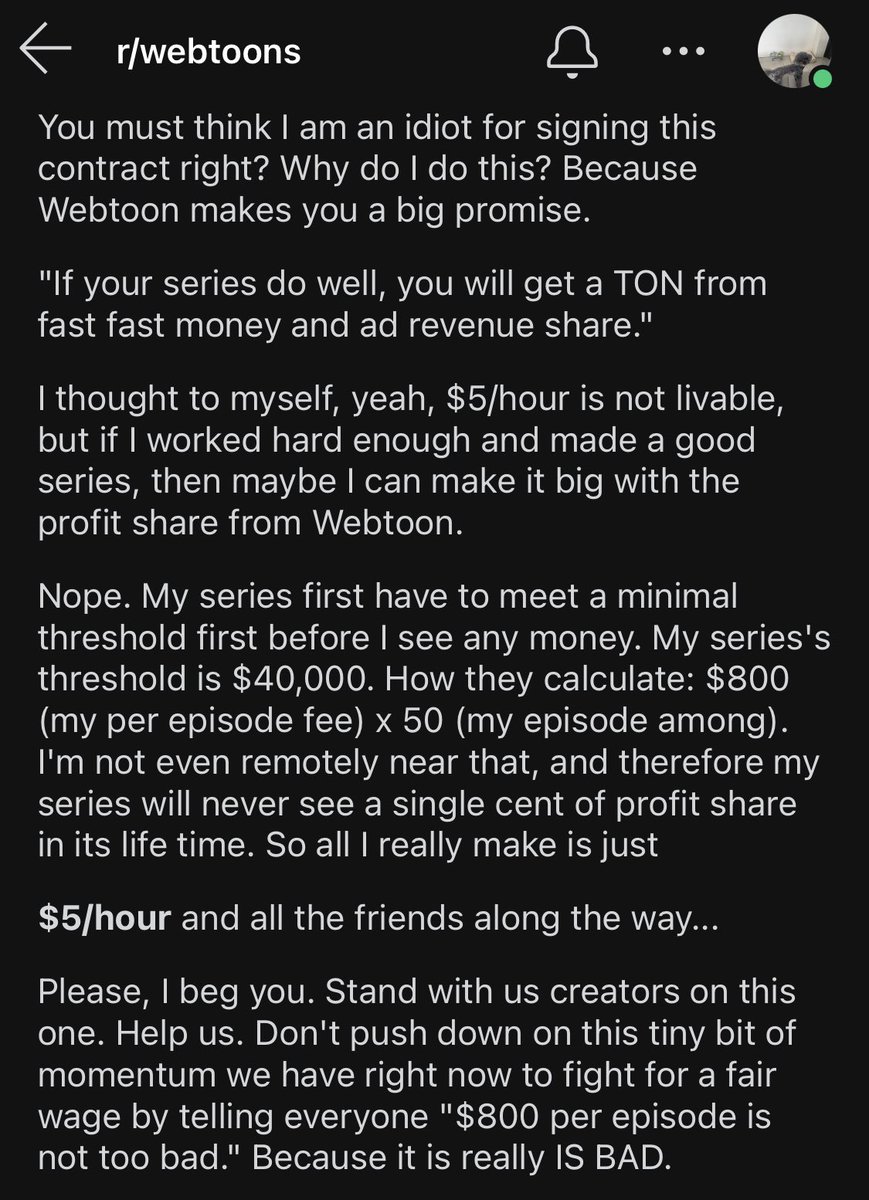 notthisdeath's tweet photo. re webtoon: $40,000 TTTTTTT wtf https://t.co/jQ35jwPkF3