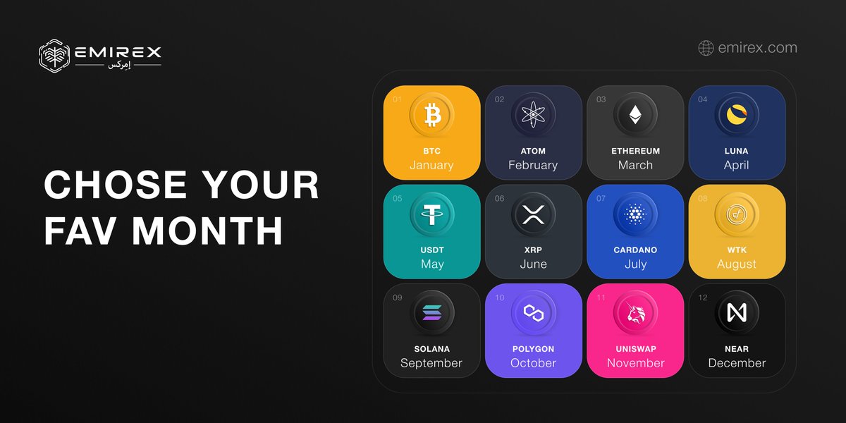 EMIREX_OFFICIAL's tweet photo. Chose your favorite month of the year😅 #bitcoin #crypto #ethereum #luna #usdt #cryptomonth https://t.co/Nls1eMf6Fb