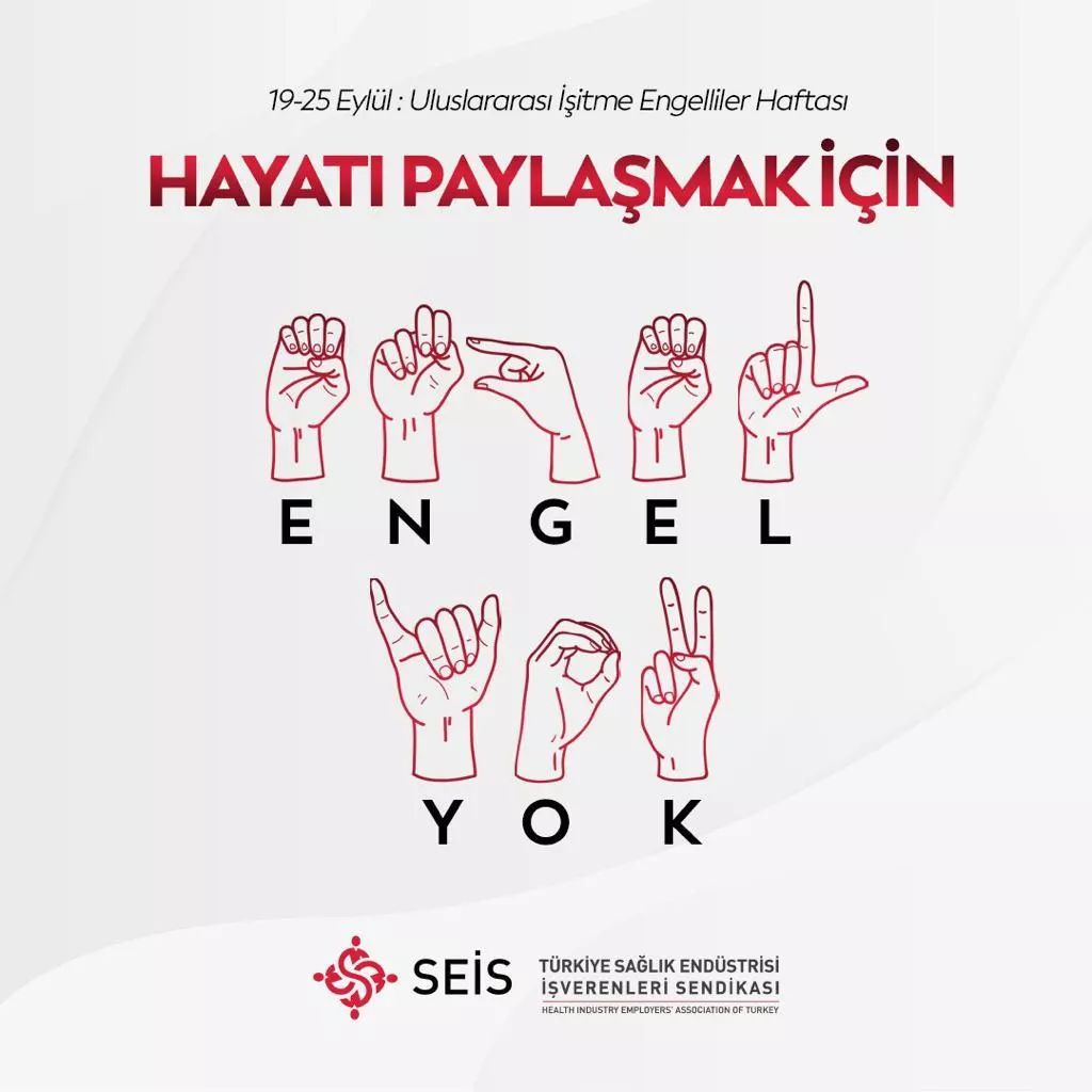 Hayatı paylaşmak için engel yok, 19-25 Eylül Uluslararası İşitme Engelliler Haftası Kutlu Olsun!

#işitmeengelliler #uluslararasıişitmeengellilerhaftası #işitmeengellilerhaftası
