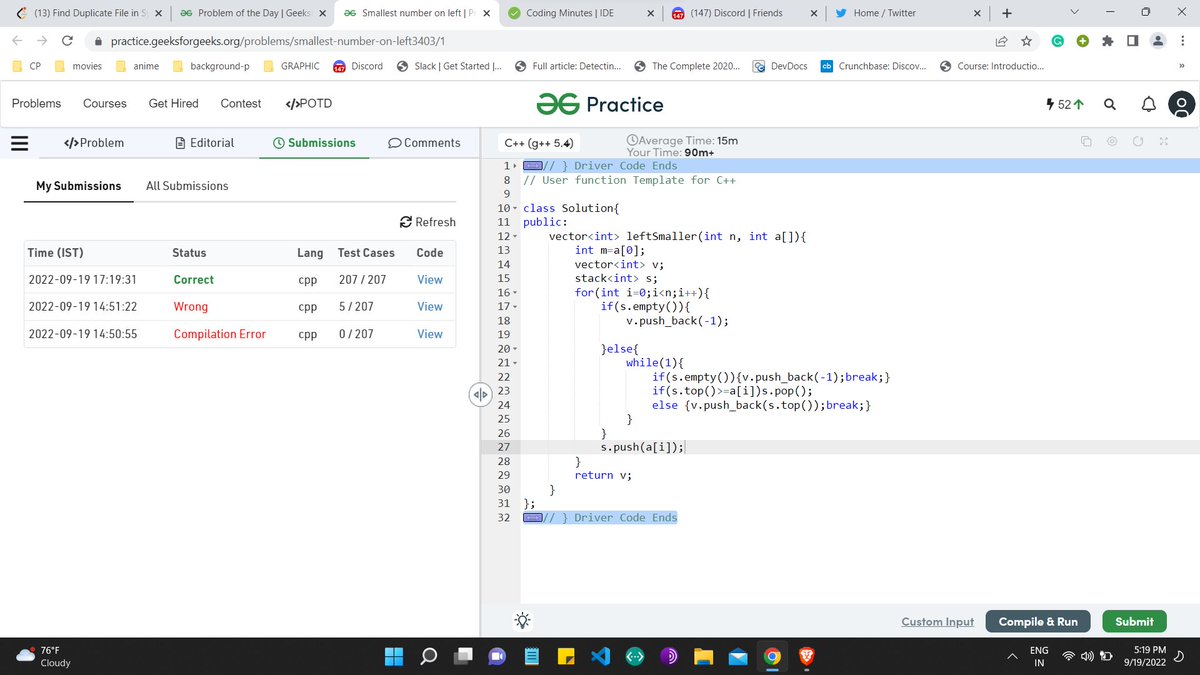 llDarkwayll's tweet photo. Day 81 of 100 Days of Code Program by
@CodeinCommunity

, Supported by
@MinutesCoding

Ques1:Number on left(GeeksforGeeks)
Code link:https://t.co/m7rrel4Bqm
Discord:https://t.co/S4dOkeJfQi

#100daysofcodechallenge #codeincommunity #codein100daysofcode #100daysofcode #coding https://t.co/RjVe6dUUJ9
