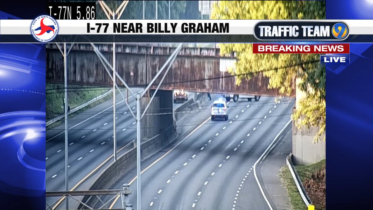 Traffic Team 9 (@trafficteam9) on Twitter photo UPDATE: Just heard from <a href="/DukeEnergy/">Duke Energy</a> about the I-77 CLOSURE between Tyvola Rd. & Billy Graham Pkwy. They say a train actually took down the lines but it's not clear how. No crash. There is a trestle (in this pic) that crosses over I-77. #clt #clttraffic #cltraffic UPDATE: Just heard from <a href="/DukeEnergy/">Duke Energy</a> about the I-77 CLOSURE between Tyvola Rd. & Billy Graham Pkwy. They say a train actually took down the lines but it's not clear how. No crash. There is a trestle (in this pic) that crosses over I-77. #clt #clttraffic #cltraffic