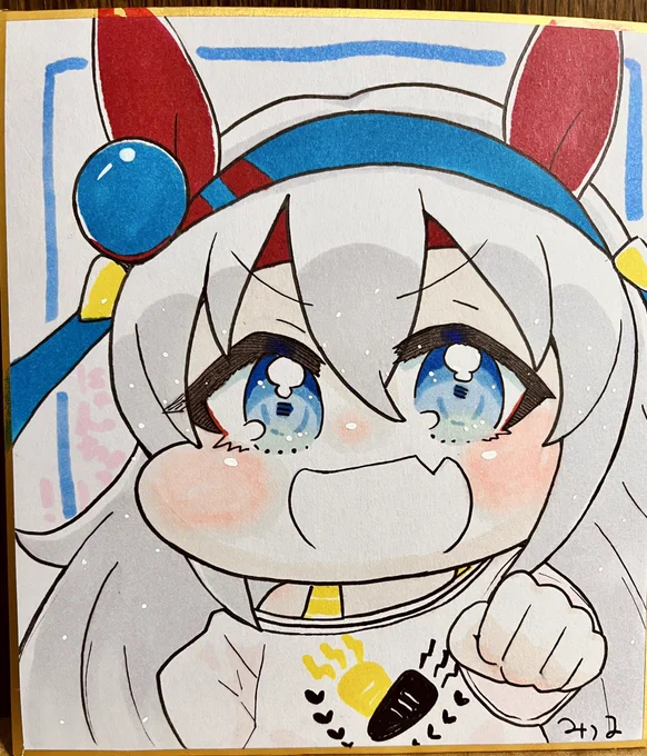 プリステ25で頒布予定の直筆色紙です05:タマモクロス#にゃんちゅの色紙 