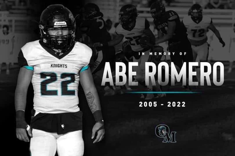 Steve_63_Brown's tweet photo. On behalf of @GrantsPirateFB we send our deepest condolences to Abe's family and to the Organ Mtn Communuty. May you all find comfort and peace during this difficult time. #abestrong Rest Easy #22. https://t.co/MVQ4s3z487