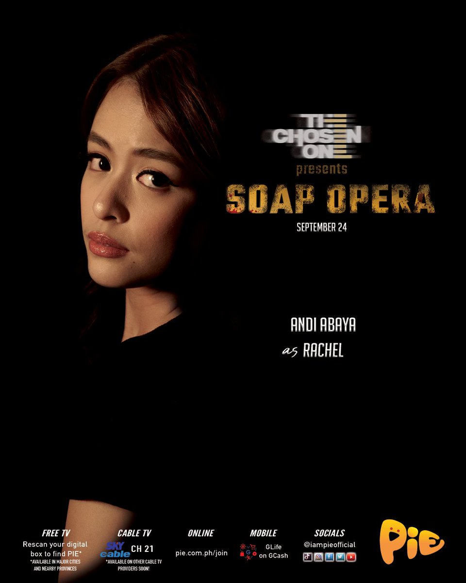 ANDI ABAYA as RACHEL.

"The Chosen One presents: SOAP OPERA," panoorin tuwing sabado, 8PM starting September 24 dito sa #PIEChannel 🥧 

#Chosen1saPIE