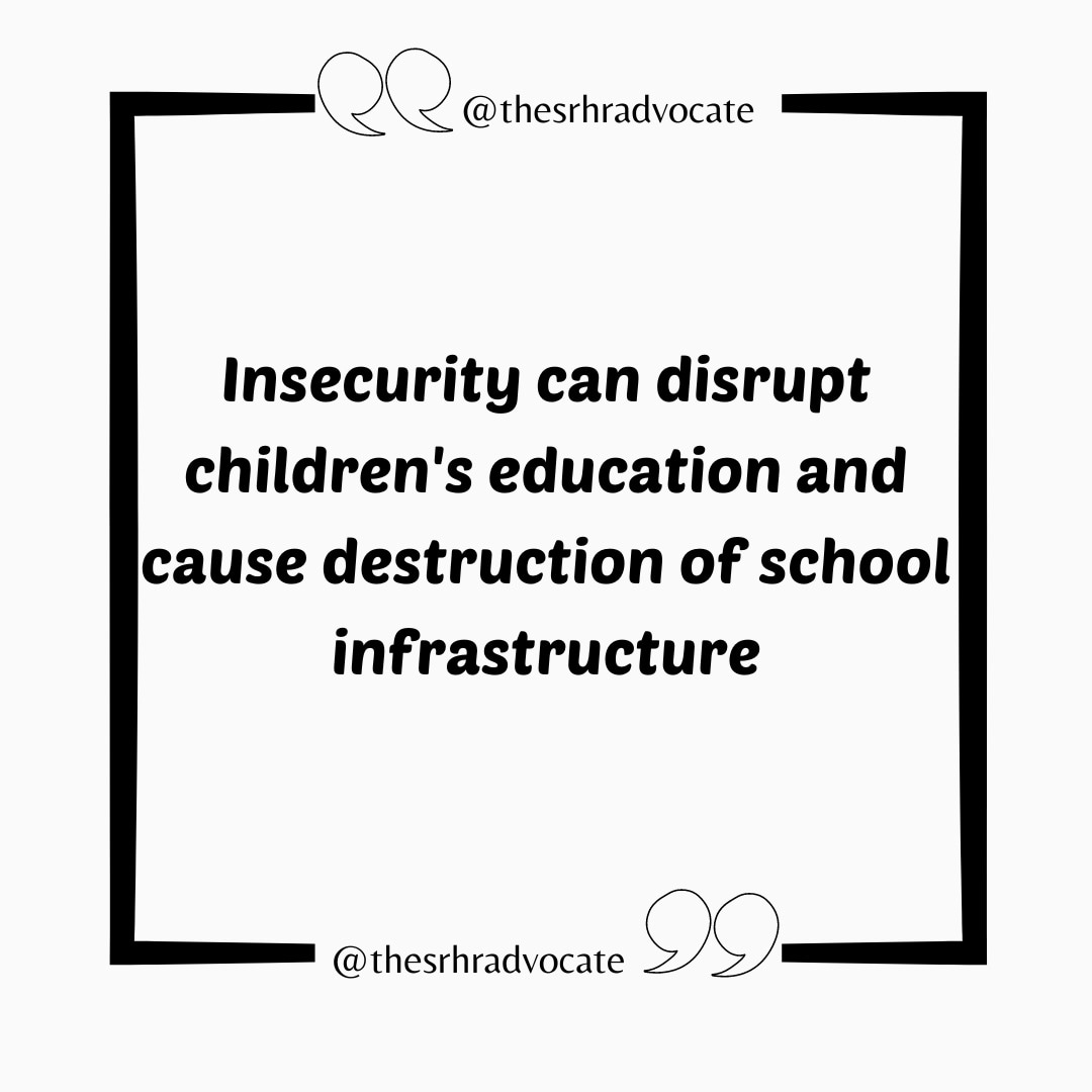 The quality of education and attendance at schools can suffer in an environment of fear and violence. Schools may even close as a result of this.

#FundBasicEducation 
@youthhubafrica @CAID_Nigeria @kayodeteslim @Aernorr @animuathiei @DinduCharity @bekaji @ThatGirlTinuke