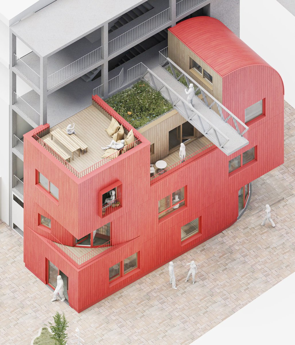 Wir bauen🚧👷. Klein aber sehr fein – und vollständig aus Holz! Morgen gehts los. Es entstehen 6 neue Nutzungseinheiten auf gut 200qm und 3 Etagen am Holzmarkt. Dazu Dachterrasse &amp; Gründach. Wir bauen ausschließlich mit Holz &amp; Handwerksbetrieben aus der Region.🪵🪓 #Holzbau