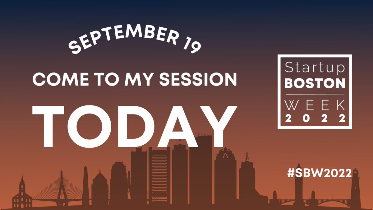 Today is the day: Kicking off the 6th annual Startup Boston Week #SBW2022 Grab your free ticket whether you’re live in #Boston or anywhere in the world: bit.ly/3sSNG9a

It’s my 6th straight year attending &amp; speaking at <a href="/startupBOSorg/">Startup Boston</a> week - always a great gathering!