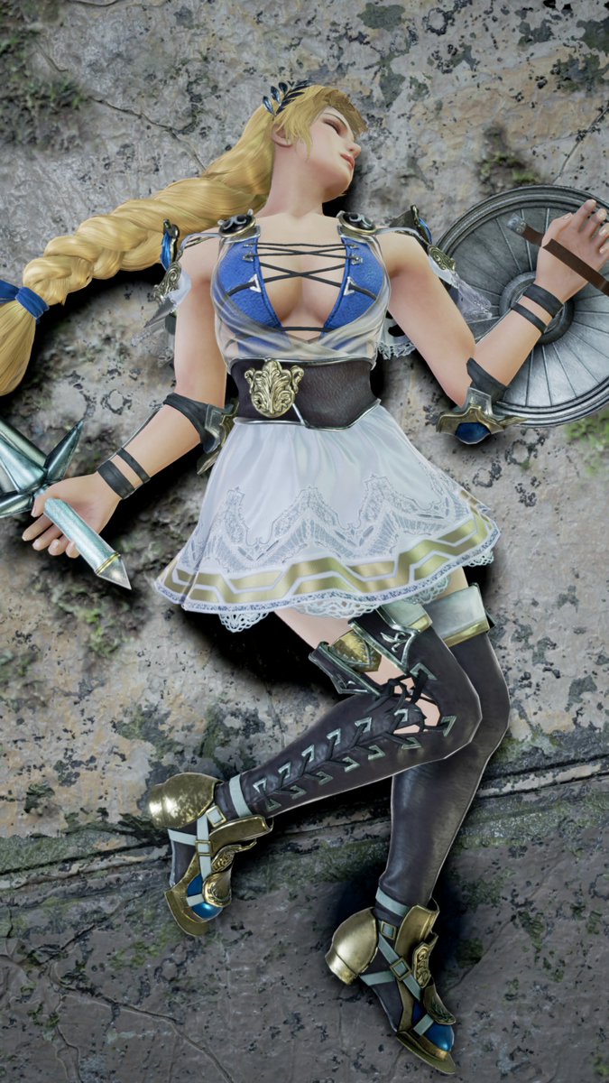Ryo2Yamada's tweet photo. SC6ソフィーティアのダウン　衣装破壊比較
ボロボロ感はあんまりないけど、聖戦士も防具がなくなればただの女の子って感じになるのが良いよね
#ソフィーティア #リョナ #ryona https://t.co/7mukZCA979