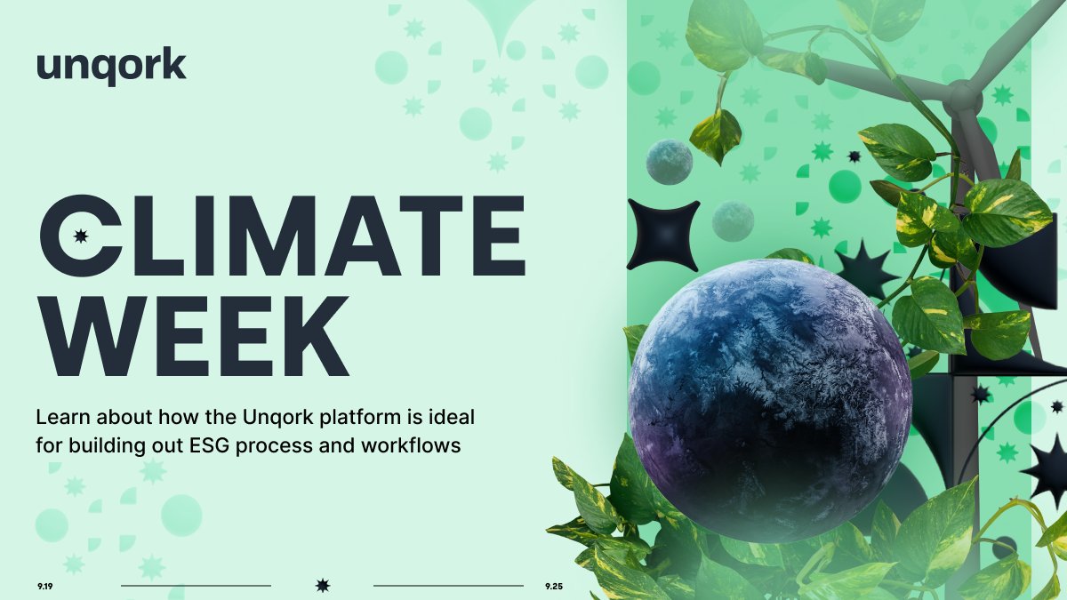 Happy #ClimateWeekNYC, from us to U! 🌐 Explore how Unqork is enabling organizations across industries to…⬇️
 
⬇️ deliver robust ESG applications rapidly
⬇️ iterate them quickly
⬇️ manage them easily as data collection + reporting requirements evolve

👓: bit.ly/3d5Rzmk