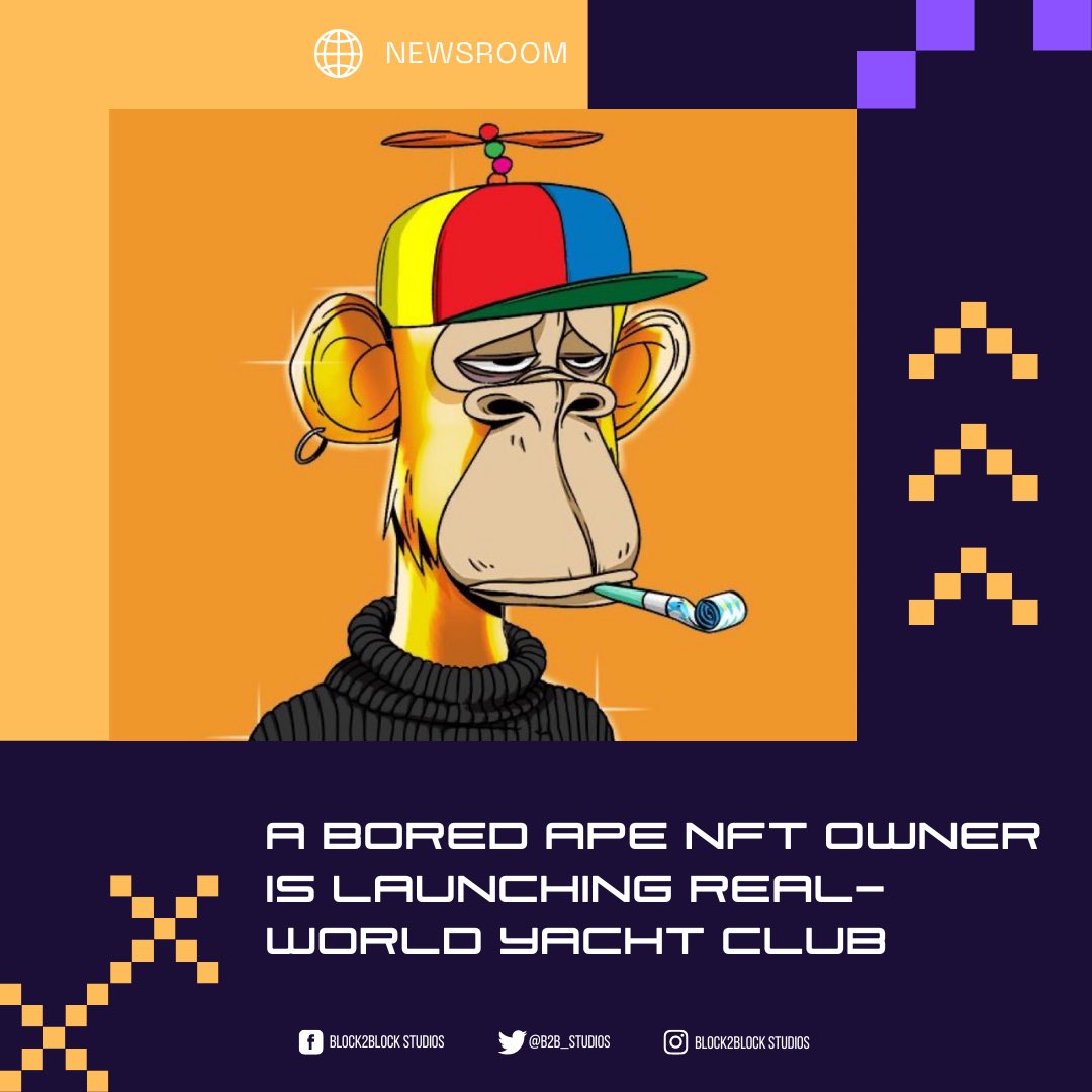 byebyemonks's tweet photo. A Bored Ape NFT owner plans to launch a decentralized yachting club called Bored Yachts Club! It is an NFT-gated yachting platform that lets members rent real vessels all over the world with proceeds going to charity.
Facebook: Block2Block Community
Instagram: block2block.studios https://t.co/C3vIPyWLGx