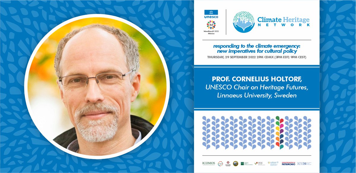 Which cultural policies are part of the solution to climate change? On 28 Sept, join me to discuss "Responding to the climate emergency: new imperatives for cultural policy," a #Mondiacult2022 side event.
🔗eventbrite.com/e/responding-t…
#ClimateHeritage #futuresliteracy