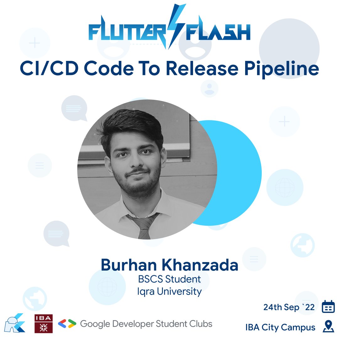 FlutterKarachi's tweet photo. Flutter Flash⚡️ 

Speaker Alert🔈  

Flutter Flash is delighted to announce Burhan Khanzada as one of the speakers for Day 1️⃣!  

Burhan Khanzada is Mobile Application Developer and a BSCS student at Iqra University. 👨‍💻

#flutterflashkarachi https://t.co/2ghQI7Ign4