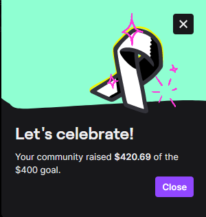 Yourietje_ow's tweet photo. Thanks everyone for donating in the 24 hour charity stream! We raised 420.69 dollars for #ovariancancer #gameovar 😎 https://t.co/GlBI1jyb0F