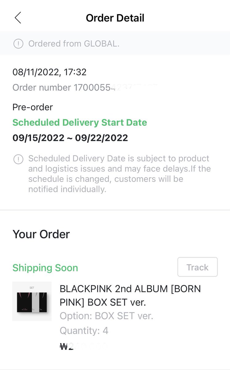 #pinkeushopUPDATES

Here's the shipping status of Born Pink Albums.

Ktown4u - Ready to Ship
YG Select - Preparing for delivery
Weverse - Shipping Soon

~ The digipack version has already arrived at our KR address.