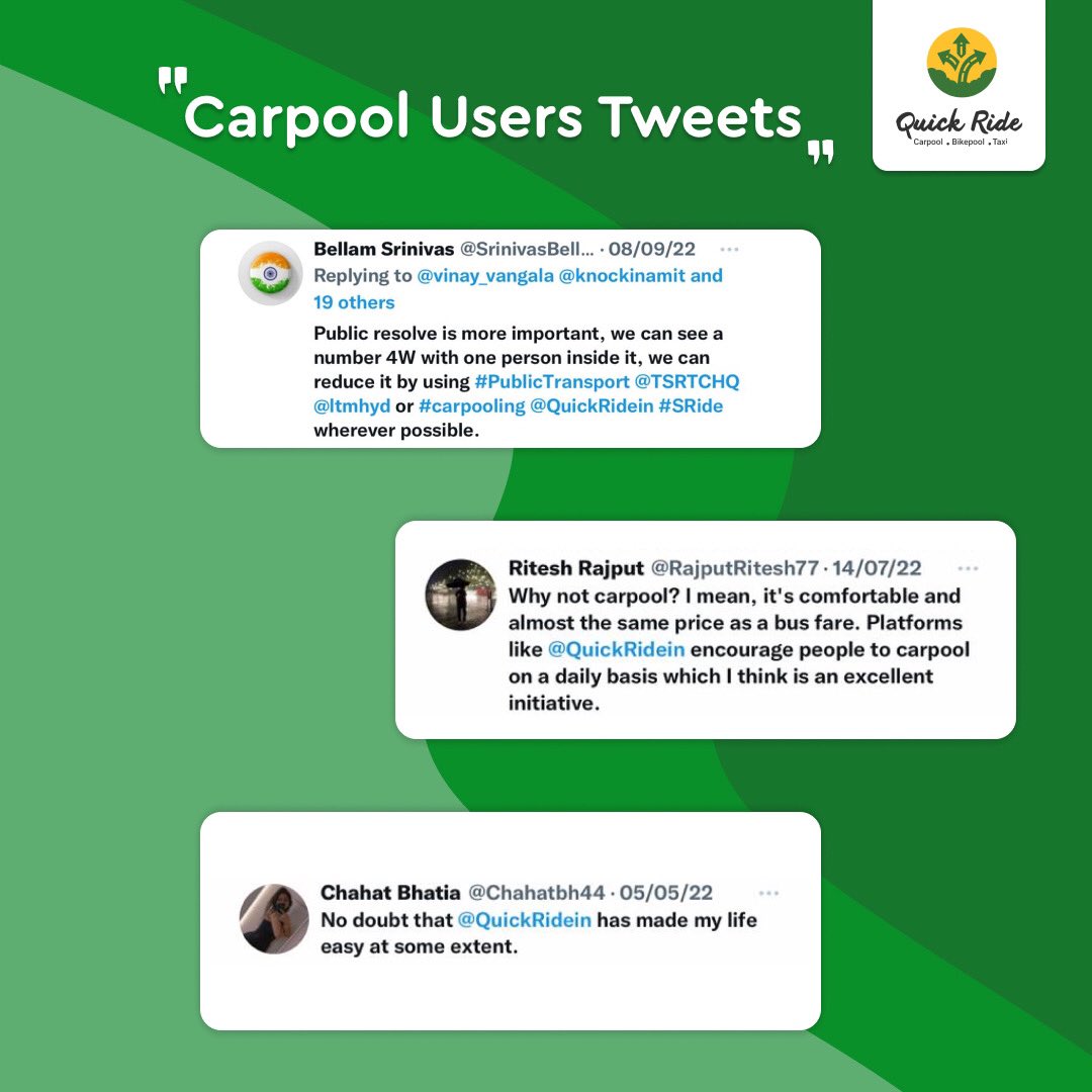 QuickRidein's tweet photo. Take a min to look what our Carpool users has Tweeted.
Reviews like this makes us provide better service.
Keep supporting Quick Ride!
#quickride #carpool #bikepool #sustainable #dailycommute #shareride #bikepool #bangalorecarpool #carpool https://t.co/ZyVUv5S7xL