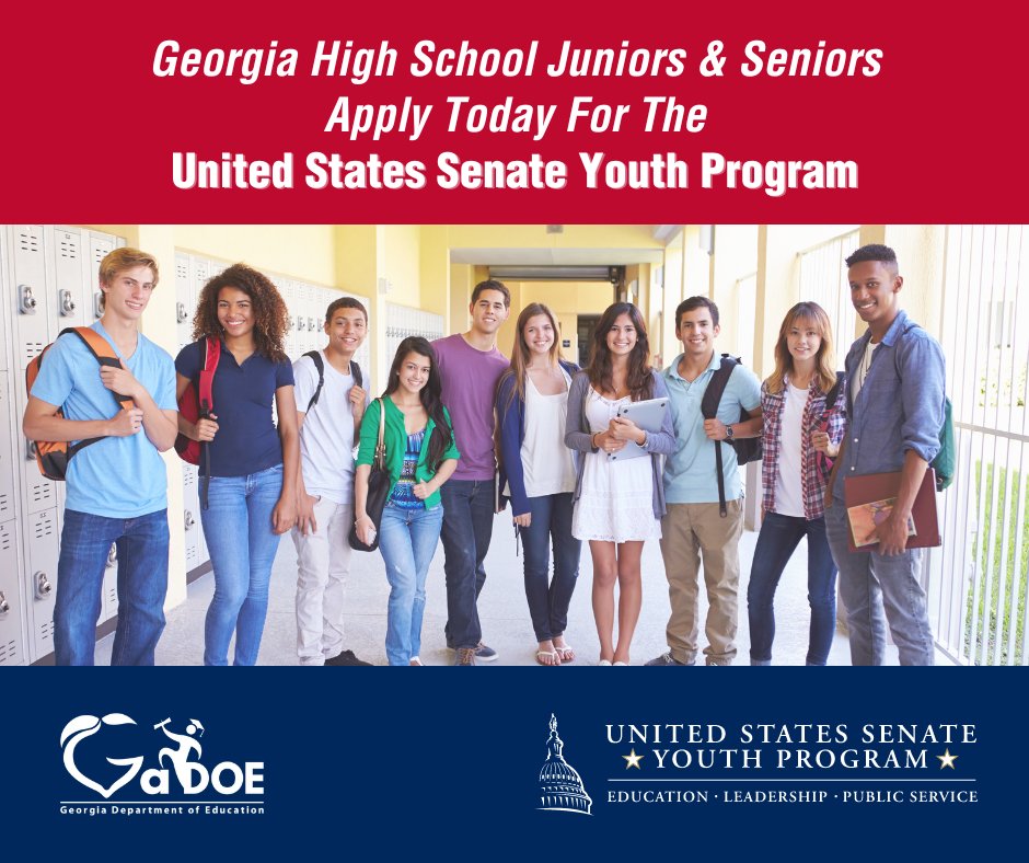 Do you know a junior or senior currently enrolled in a Georgia public high school? If so, please share this fantastic opportunity with them! 

The USSYP application is available at bit.ly/USSYP2022App and is due October 7, 2022.  Learn more at bit.ly/USSYP2022.