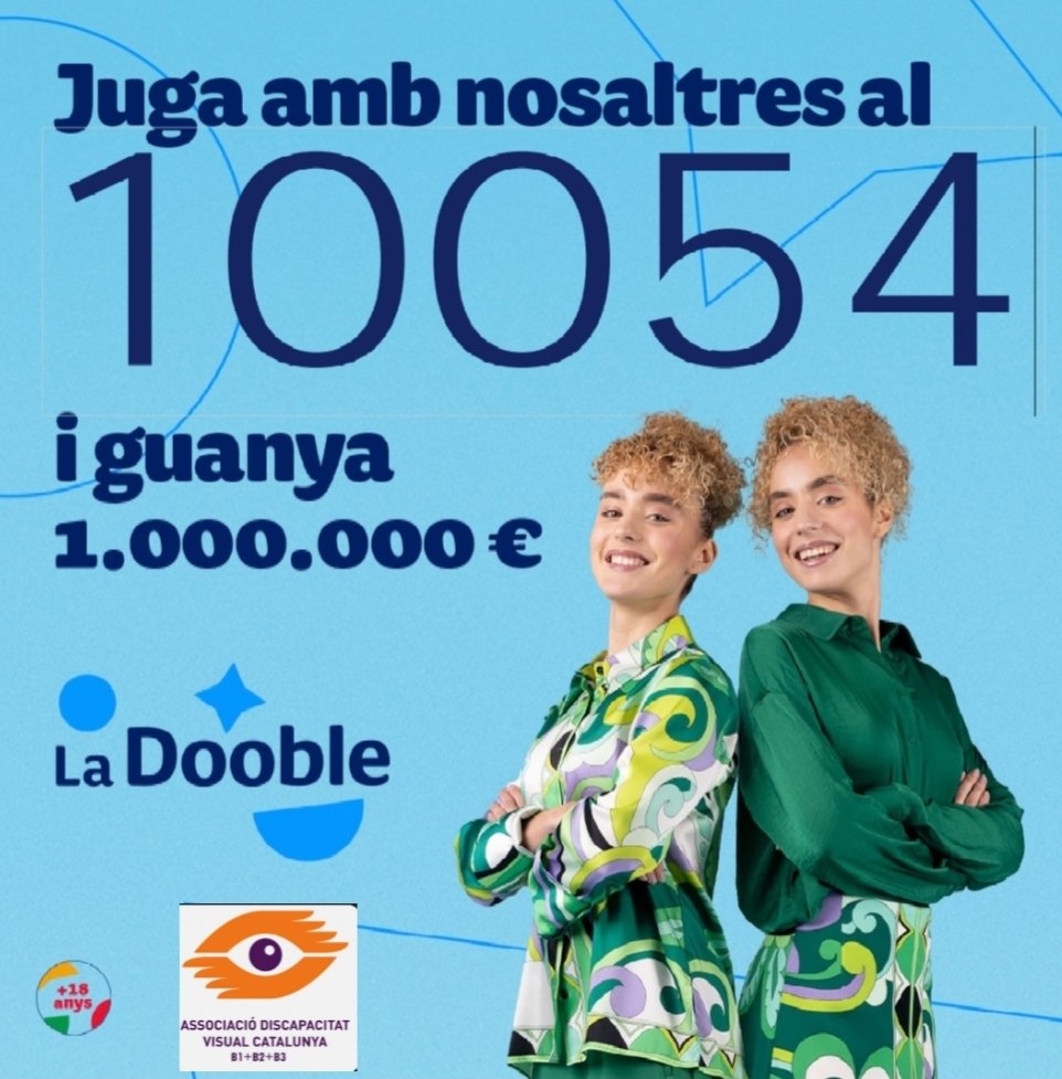 B1B2B3_'s tweet photo. Aquest any juguem a la nova loteria de Catalunya @ladooblecat creada per ajudar a les entitats del tercer sector com nosaltres. Vine a l'Assosiació, compra la teva butlleta per 5 euros i col•labora amb nosaltres per lluitar contra la discapacitat visual.

📞934470404/60587979 https://t.co/qUSJ1LjO7m