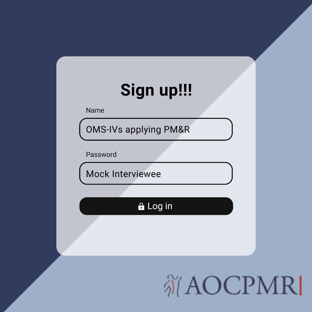 aocpmr's tweet photo. ⚡️Calling OMS-4s applying to PM&amp;R⚡️Sign up to participate in a Mock Interview with a current PM&amp;R resident by visiting our website!! We have plenty of residents ready to help and provide great feedback for the upcoming interview cycle! #physiatry #aocpmr #osteopathicmedicine https://t.co/v4MBfOaXLm