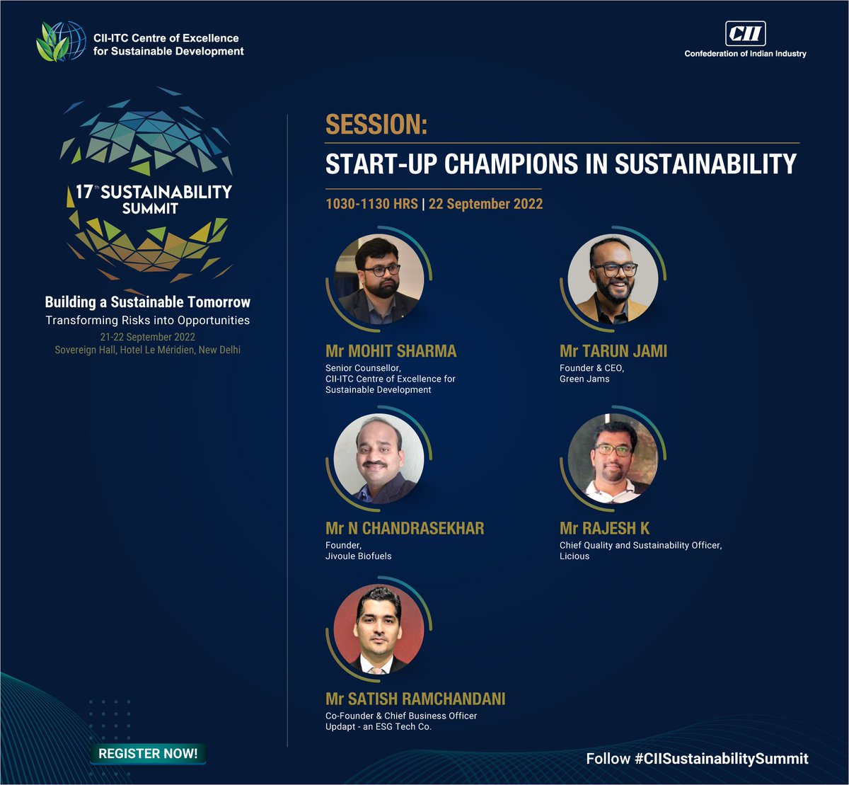 ciicesd's tweet photo. Join #CIISustainabilitySummit to know about the environmental &amp; social startups who are changemakers in creating a sustainable world. 

Register>> https://t.co/kV2Q58zahG

@JivouleB @nchandu21 @LiciousFoods @UpdaptCSR @tarunjami @moefcc @NSEIndia
@Hindustan_Zinc @thegreenjams https://t.co/RQACxu43qj
