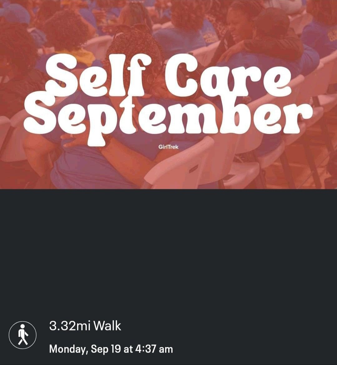 Olliegall's tweet photo. @GirlTrek One step at a time is selfcare! Lord, we thank you for this day!#MarvelousMonday #MorningMinistry
#4Dark30Crew👟 #GirlTrek
#SelfcareSeptember 
My Day 9 | #21Walks30Days
#JumpstartChallenge👟 https://t.co/iFAy2vN2bX
