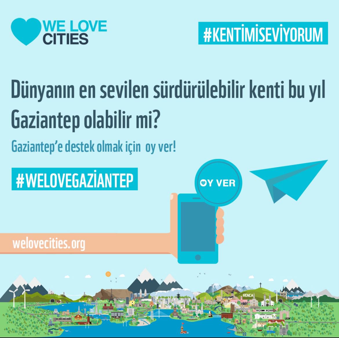 GaziantepBeld's tweet photo. WWF'nin düzenlediği Kentimi Seviyorum yarışması başladı! Gaziantep’i seviyoruz ve dünyanın en sevilen #sürdürülebilir şehri unvanı için yarışıyoruz!

#Gaziantep’e destek olmak için https://t.co/xoeO7eQ41t adresinden oy kullanın ve #welovegaziantep etiketiyle paylaşım yapın. https://t.co/lkz2boua47