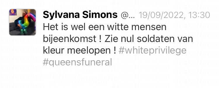 WaqJohn's tweet photo. Sylvana Simons pikt ook een graantje mee. #queensfuneral #koninginelizabeth #witprivilege https://t.co/zQWnCR3Cpk