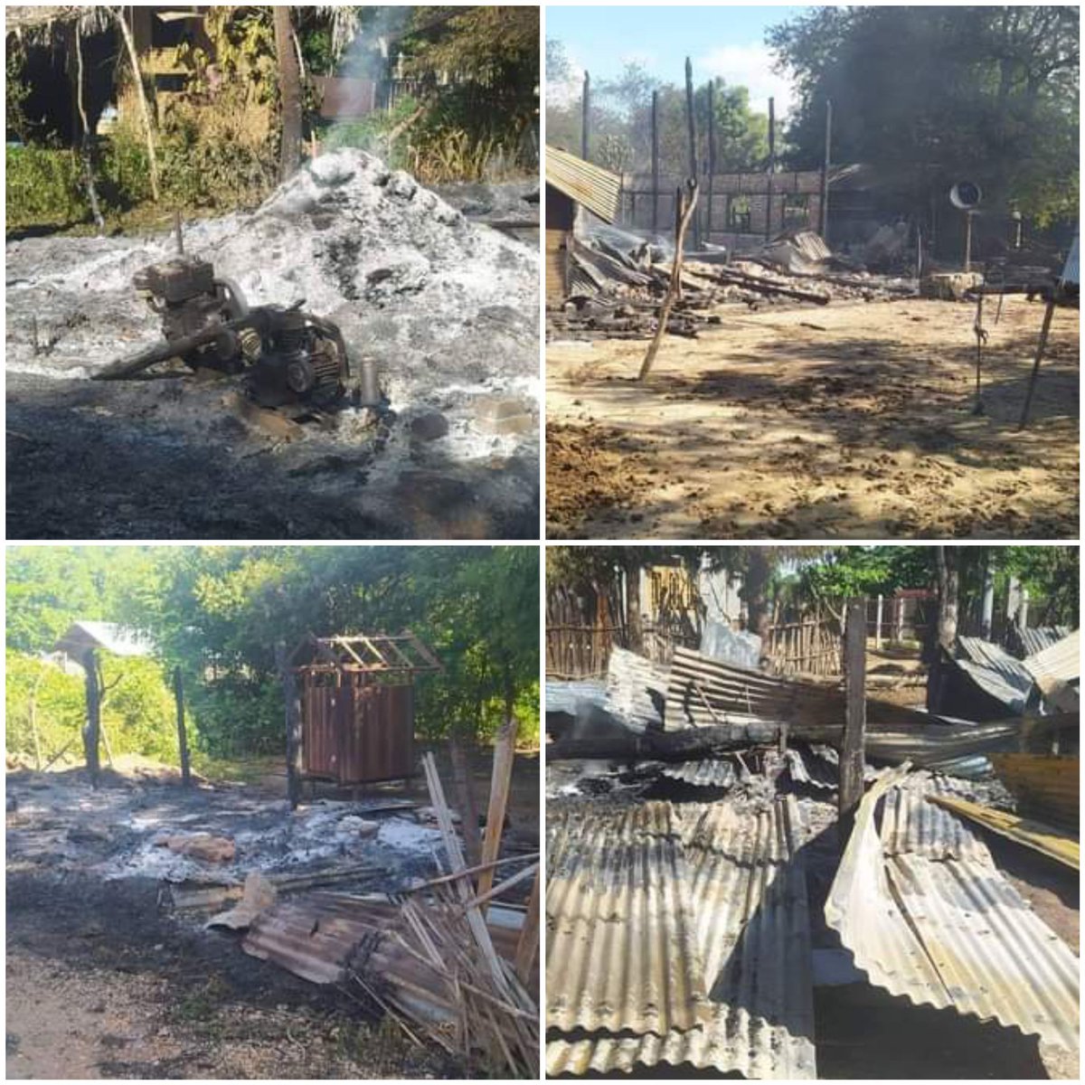 In junta raid in Aungthar vlg of Sagaing's Budalin tsp on Sep 18, abt 40 houses, vlg monastery &amp; abt 18 motos, were torched, people's property were destroyed &amp; stolen &amp; some locals were arrested. Abt 4,000 locals from Aungthar &amp; nearly 7 vlgs are currently fleeing
#2022Sept19Coup