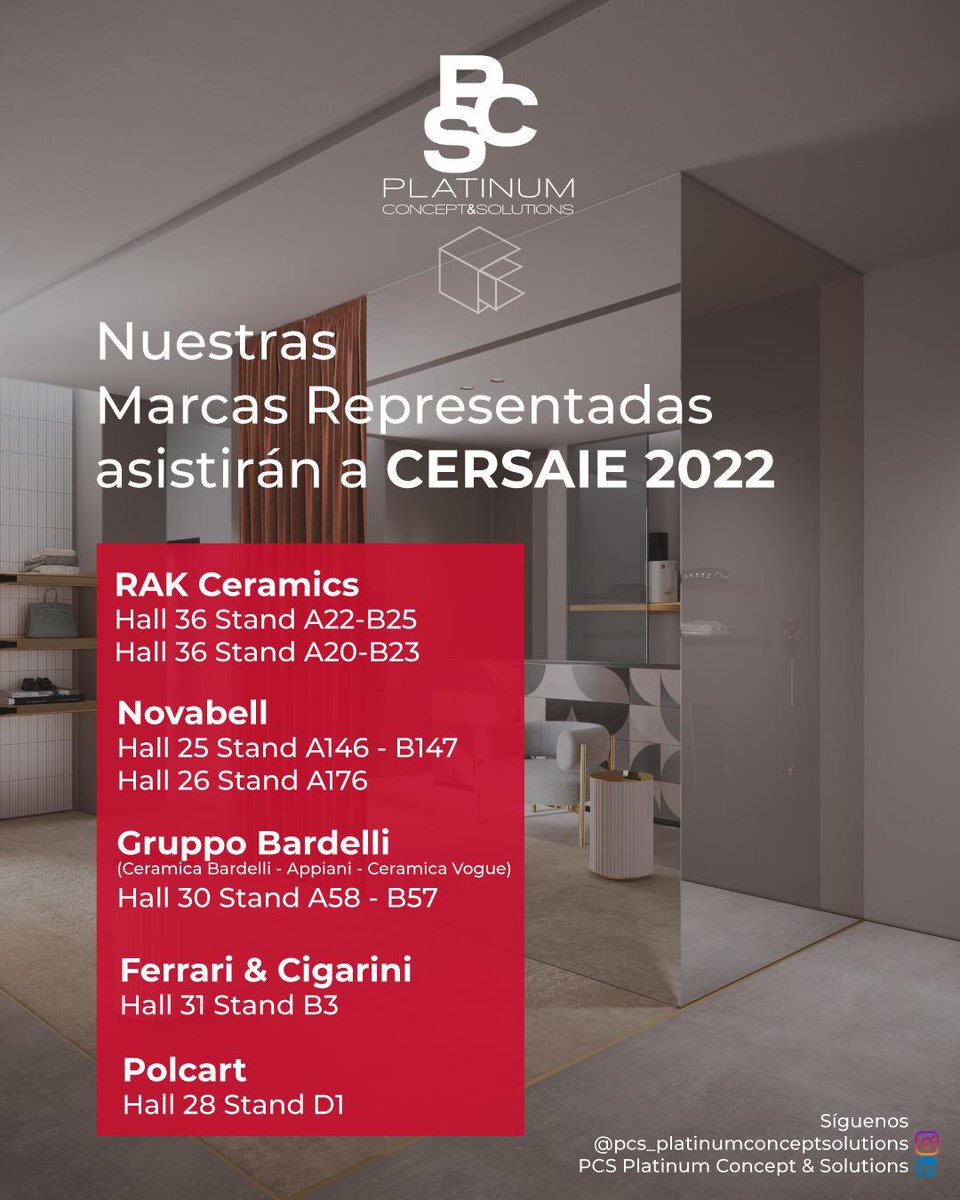 PCSplatinum's tweet photo. Nos estamos preparando para #Cersaie con un #OpenDay en nuestra oficina! Acompáñanos!! 👇🏻👇🏻👇🏻

#pcs #conceptoysolucionespcs #supplyingitaliandesign #arquitectura #diseñodeinteriores #arquitecturaydiseño #diseñoitaliano #19sep https://t.co/9pLo7uTxBm