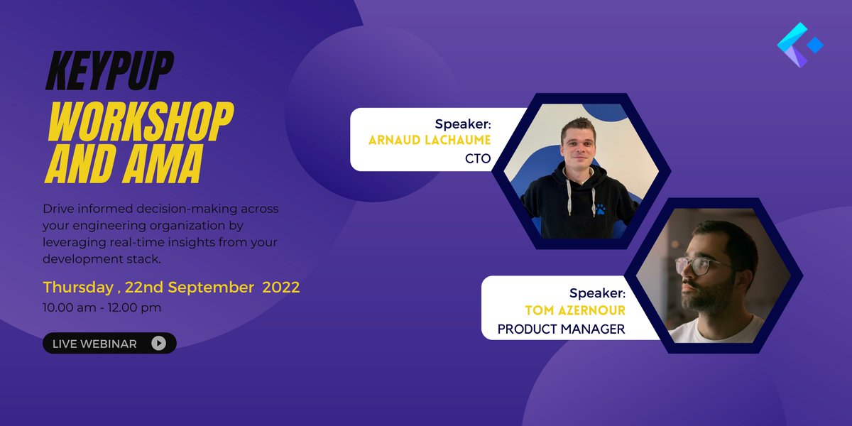 Keypupio's tweet photo. The Keypup Workshop and AMA 🎉🤩

We will hold a two-hour interactive session on Thursday, 22 September 2022 at 10 AM with our CTO Arnaud Lachaume and our product manager Tom Azernour.

Register now👉  https://t.co/hAza07lvcd https://t.co/wobPT5Ragv