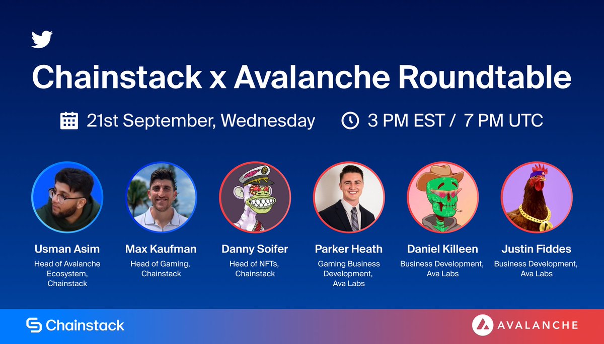 ChainstackHQ's tweet photo. Join Chainstack in spaces this Wednesday as we sit down with the @avalabsofficial team to discuss the current state of @avalancheavax, the future of Gaming &amp; NFTs on the chain, subnets, &amp; much more! 

Set your reminders for this one, you’re not gonna want to miss it 🚀😉 https://t.co/SS18yHFSsf