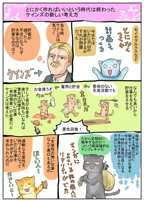 社会で必要なのは「生産的な仕事」だけだと思っていけど、実は「意味のない仕事(経済学的には有効需要と言う」も必要だった。意外な事実!漫画とかも何か有効需要を生み出してる。たぶん 
