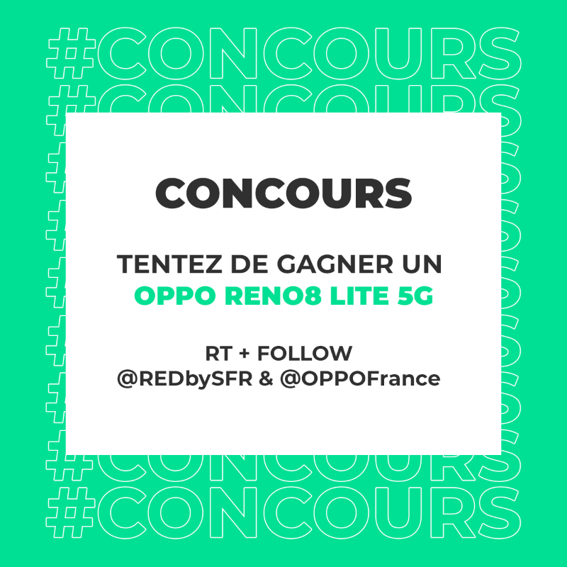 REDbySFR's tweet photo. [#Concours] L'OPPO Reno8 Lite 5G est à gagner !

Pour tenter de repartir avec : RT + Follow @redbysfr et @oppofrance

Fin du jeu et tirage au sort le 27/09 à 16h !