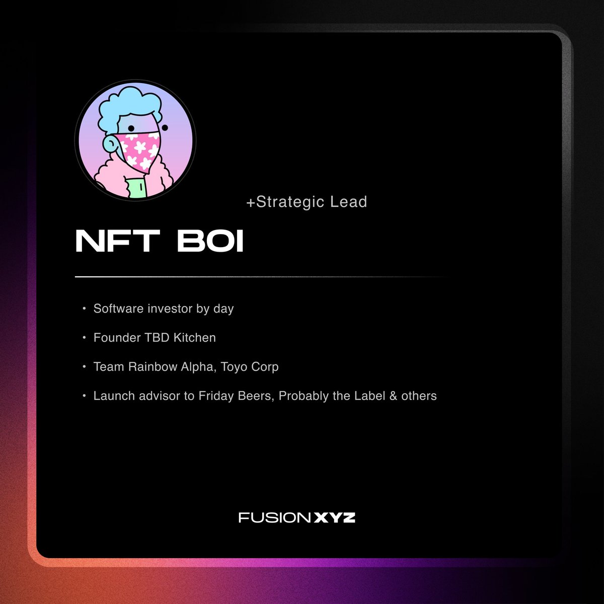 FusionXnft's tweet photo. Delighted to officially welcome one of the most knowledgable, genuine and respected innovators in Web3 @nftboi_ to our team as Strategic Lead at Fusion XYZ. https://t.co/wzRQe70dOB