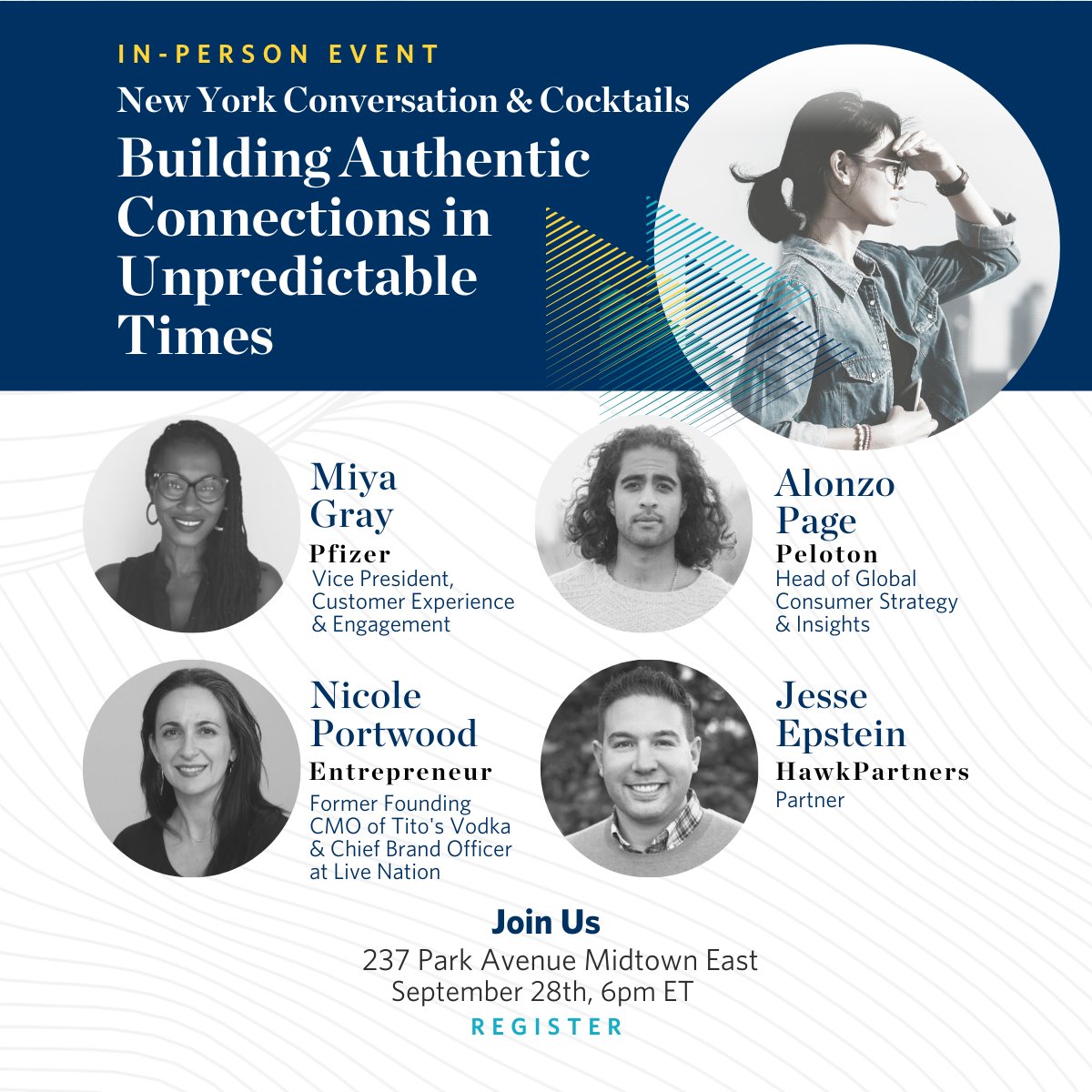 HawkPartners's tweet photo. Join us as we gather in NYC with Miya Gray,  Alonzo Page, and Nicole Portwood to discuss how brands can weave authenticity into their brand strategy to counter uncertainty.
Register Here: https://t.co/ZhtZ4yODwn https://t.co/YzBFaZX1BJ