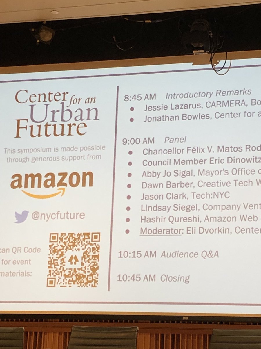 excited for ⁦<a href="/nycfuture/">Center for an Urban Future</a>⁩ panel to talk about harnessing <a href="/cuny/">The City University of New York</a> as a launchpad for future nyc tech careers with ⁦<a href="/ChancellorCUNY/">Félix V. Matos Rodríguez</a>⁩ ⁦<a href="/lindsaymsiegel/">Lindsay Siegel</a>⁩ ⁦<a href="/EricDinowitzNYC/">Council Member Eric Dinowitz</a>⁩ and others…