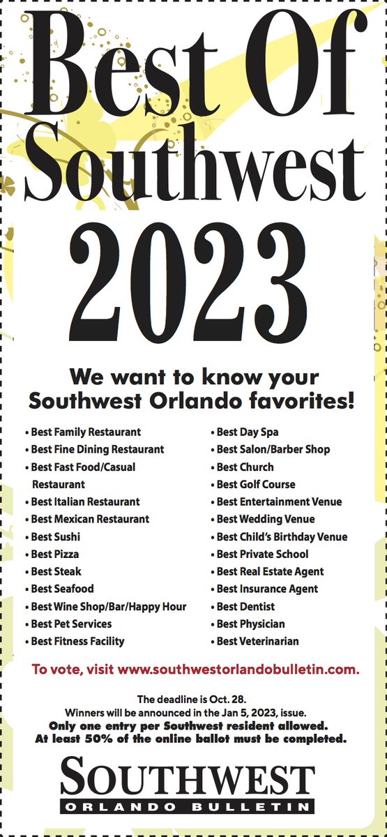 swbulletin's tweet photo. Get Your Votes in for the 2023 Best of Southwest! 
Vote for your favorite local restaurants, services, businesses and more! Deadline is Oct. 28. 
https://t.co/9ssNS1JJH8 https://t.co/wKR7X8qF2I