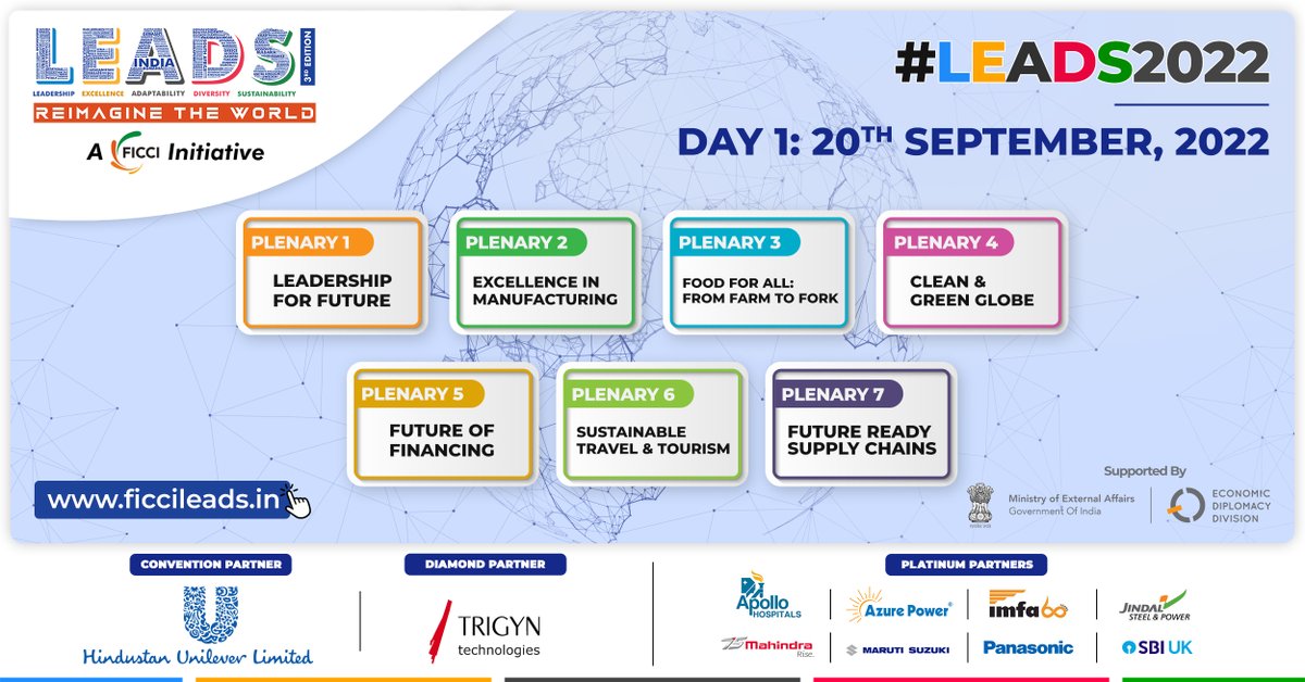 Presenting the schedule for day 1 at #LEADS2022 - #LeadershipForFuture. 

Know more: ficcileads.in

#FICCILEADS #ReimagineTheWorld