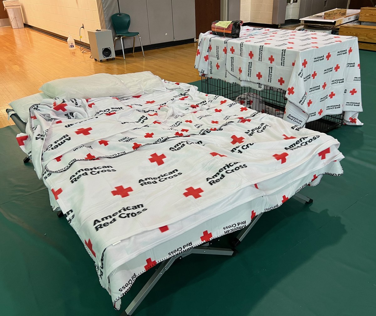 SHELTER UPDATE: Overnight, 52 people and 12 pets stayed at the #RedCross and @PhilaOEM shelter at Samuel Fels High School. The shelter remains open today for those impacted by the partial collapse at Lindley Towers last Wednesday. 📸: Jenny Farley