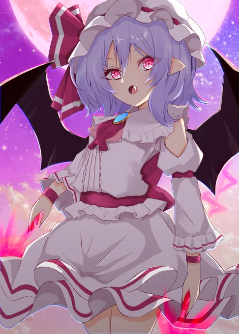 こんなに月も紅いから本気で殺すわよ。#東方project#レミリア・スカーレット 