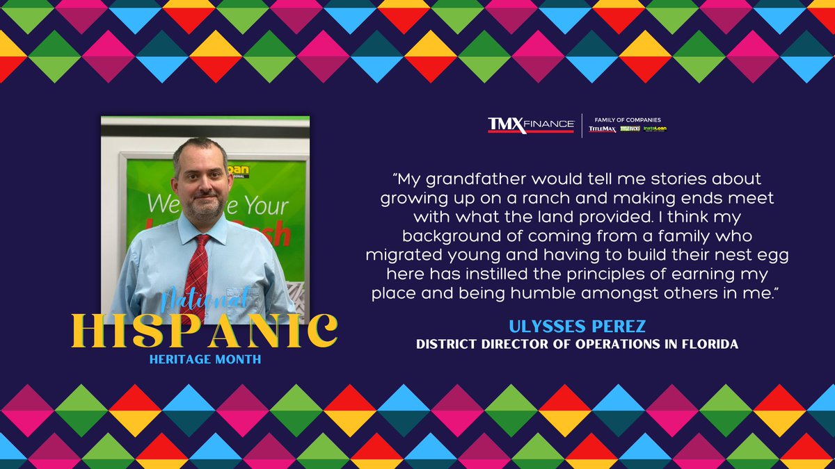 District Director Ulysses Perez is a second-generation immigrant; his parents migrated to the United States from Cuba as teenagers. Raised by his grandparents, he says he feels Cuban at heart. #HispanicHeritageMonth