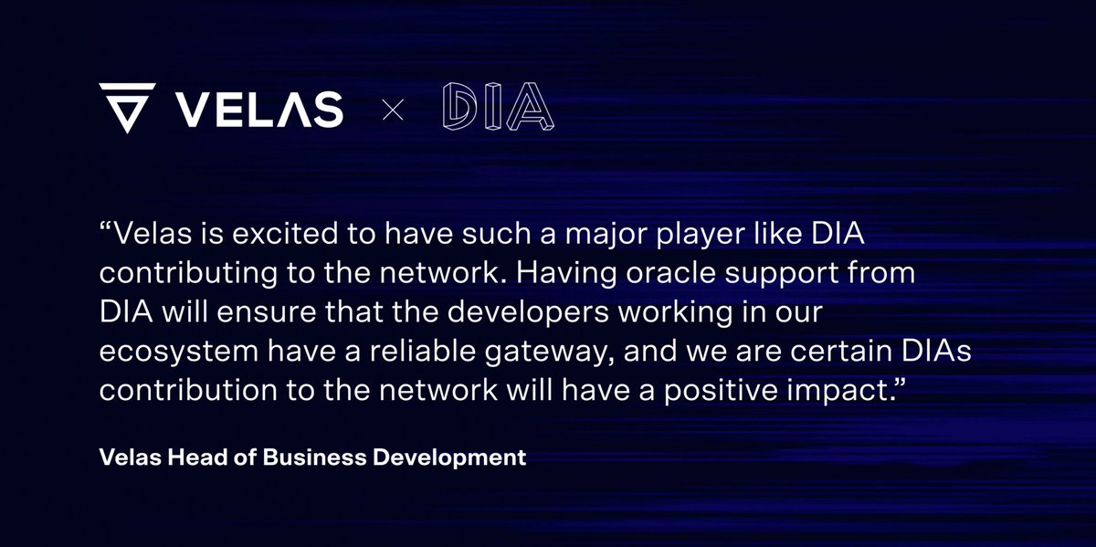 DIAdata_org's tweet photo. 💬 Head of Business Development of @VelasBlockchain, on the importance of DIA's end-to-end #oracles for Velas' ecosystem.

Learn more  👇
https://t.co/RNgVNtEIHk https://t.co/GF5Z3WmUkV