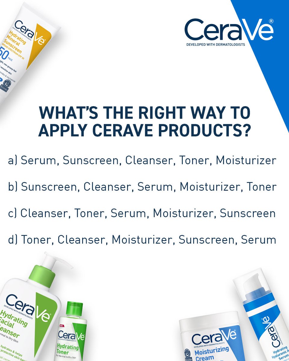 Do you know the right way to apply CeraVe products? Reply below and check our Instagram story for the answer 😉 #CeraVe #DevelopedWithDerms