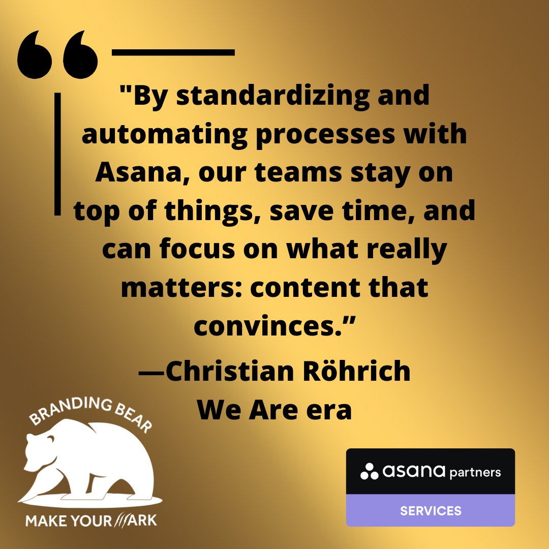BrandingBearLLC's tweet photo. Case Study: @WeAreEraNordics, an award winning media agency, boosts their productivity with @Asana.

https://t.co/31iboFEAK5

Our Asana Partners can put you in command of your team's productivity. Message us to get started.

#productivity #collaboration #findapro #asanapartner https://t.co/H93M803l7S