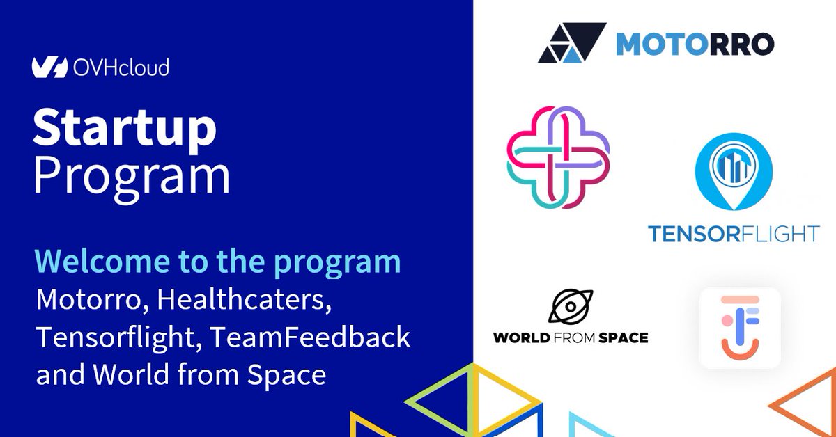OVHcloudStartup's tweet photo. 💪 Here comes a strong new batch of tech #startups 🤝 
We are excited to welcome new members to the @OVHcloudStartup Program including #TeamFeedback, @GetMotorro, @tensorflight, @HealthCaters and @WorldFrom_Space
 
#Cloud #Data #Tech https://t.co/GECBIcpz0s
