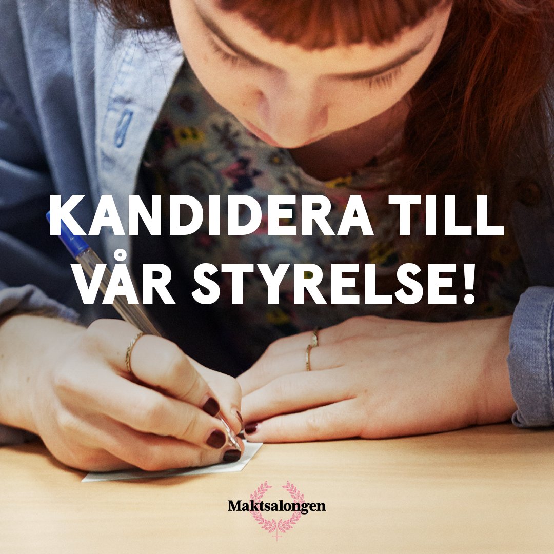Idag är SISTA dagen att kandidera till vår styrelse! 📝
Vill du vara med och leda vårt arbete mot en jämställd värld? Kandidera innan klockan 23:59 ikväll! maktsalongen.se/kandidera-till… #ideellajobb #styrelsearbete