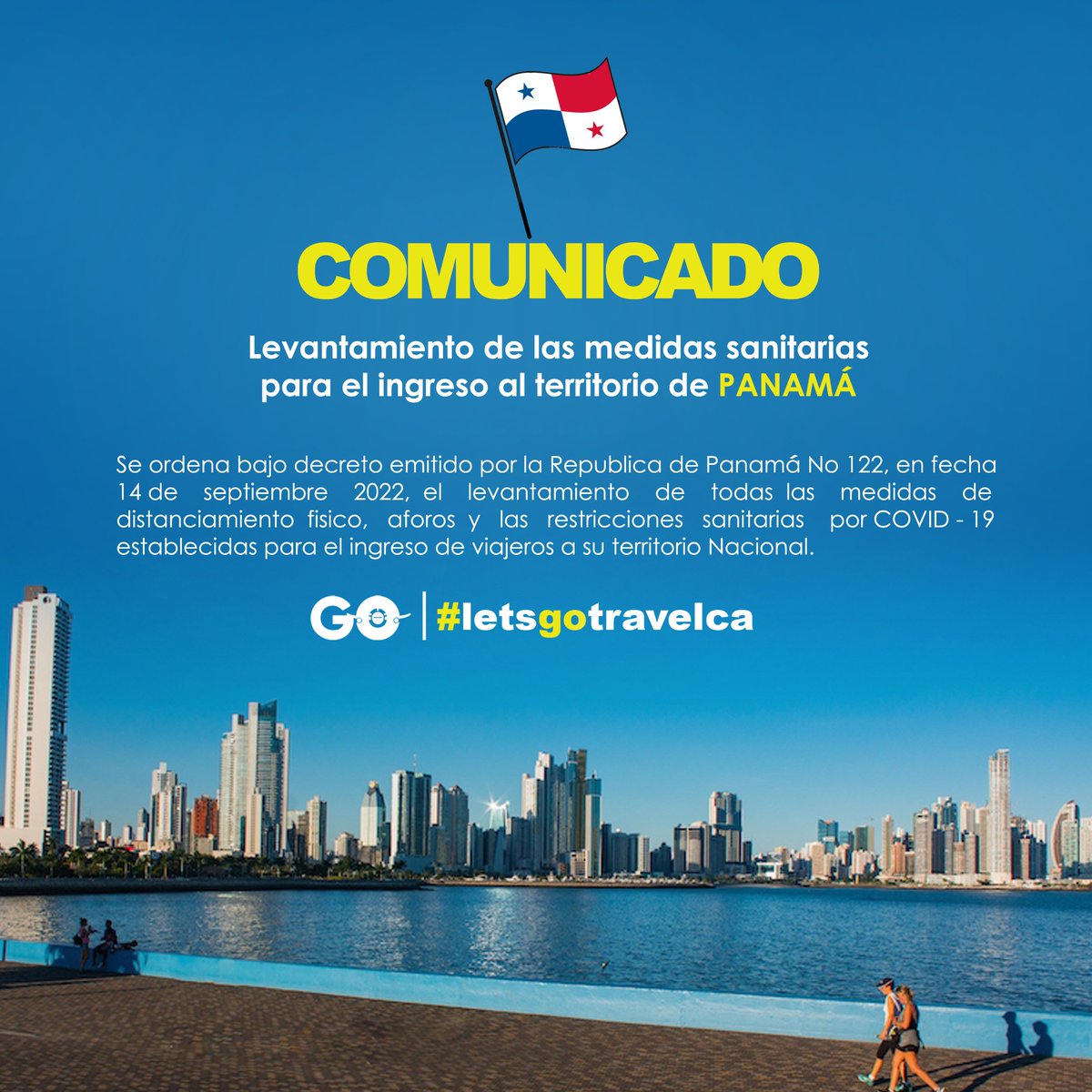 letsgotravelca's tweet photo. 𝐋𝐞𝐭𝐬𝐠𝐨 𝐈𝐧𝐟𝐨𝐫𝐦𝐚, Levantamiento de medidas Sanitarias para Ingreso a Panama📌¿Deseas Viajar? .Contactanos a nuestro 𝐖𝐡𝐚𝐭𝐬𝐚𝐩𝐩 Corporativo 📲 +58 4143678858 . #letsgotravel #turismo #agenciadeviaje #viajar #viajes #venezuela https://t.co/Yu9pgztp0A