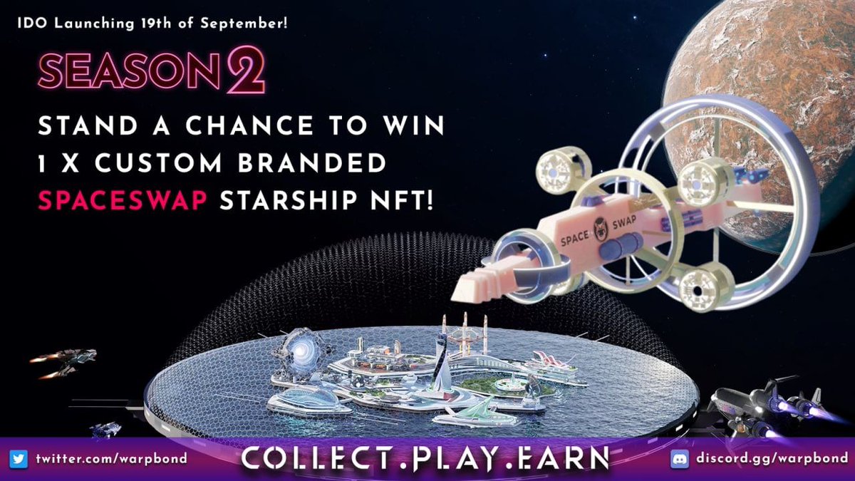 spaceswapdefi's tweet photo. 🚀WARP raffles an exclusive starship only for SpaceSwap IDO participants!
👉Fill in the form to be eligible for the prize: https://t.co/P2H4nKvm9P
👉Take part in our Gleam contest! Read the rules carefully! Make the whole metaverse go jealous about your irreplaceable vehicle! https://t.co/F4iwhj0IXS