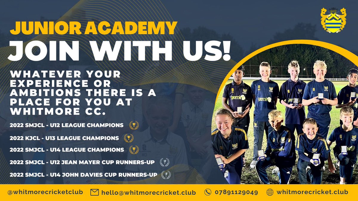 whitmorecricket's tweet photo. What a 2022 it has been for our Junior 🏏 Academy… Friendships formed and existing friendships strengthened. A truly phenomenal year!!! Key successes and highlights 👇 https://t.co/ZuvbRyYWYs